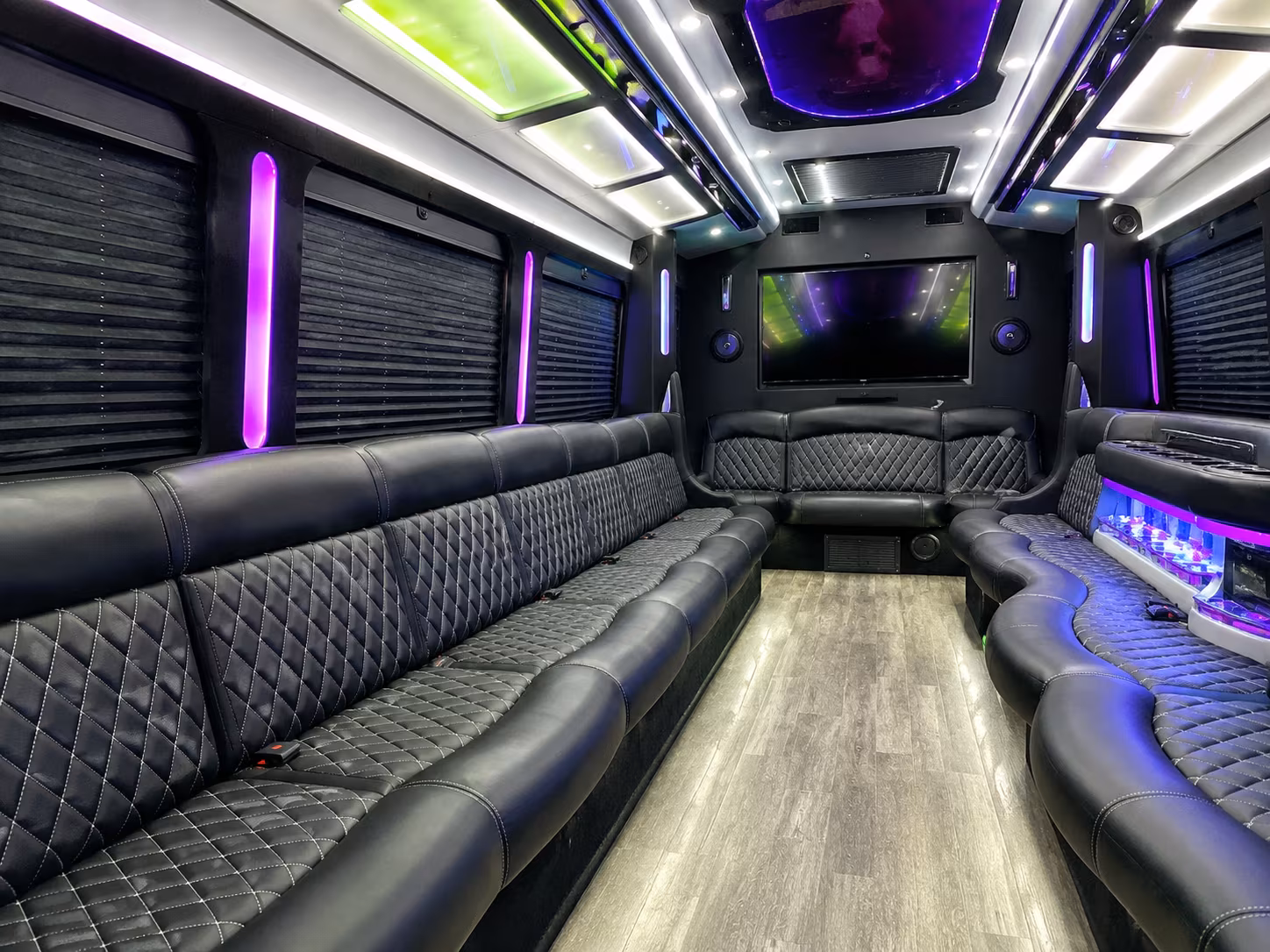 Group inside a Newark bachelorette party bus