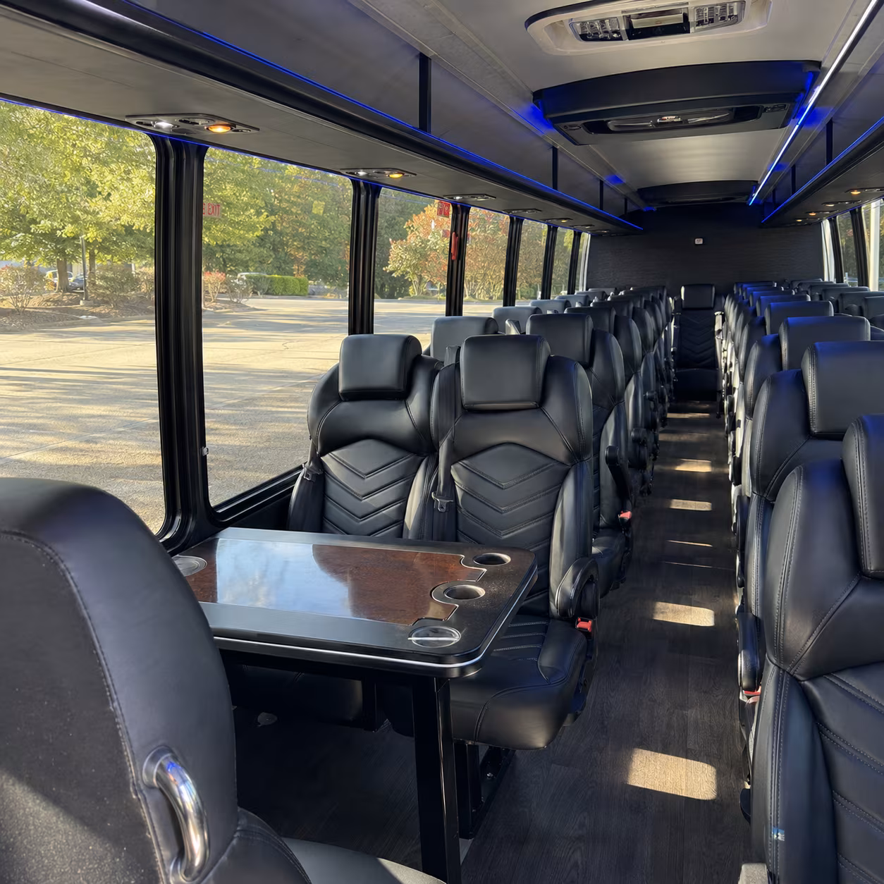 Interior seating of a Newark minibus on a route