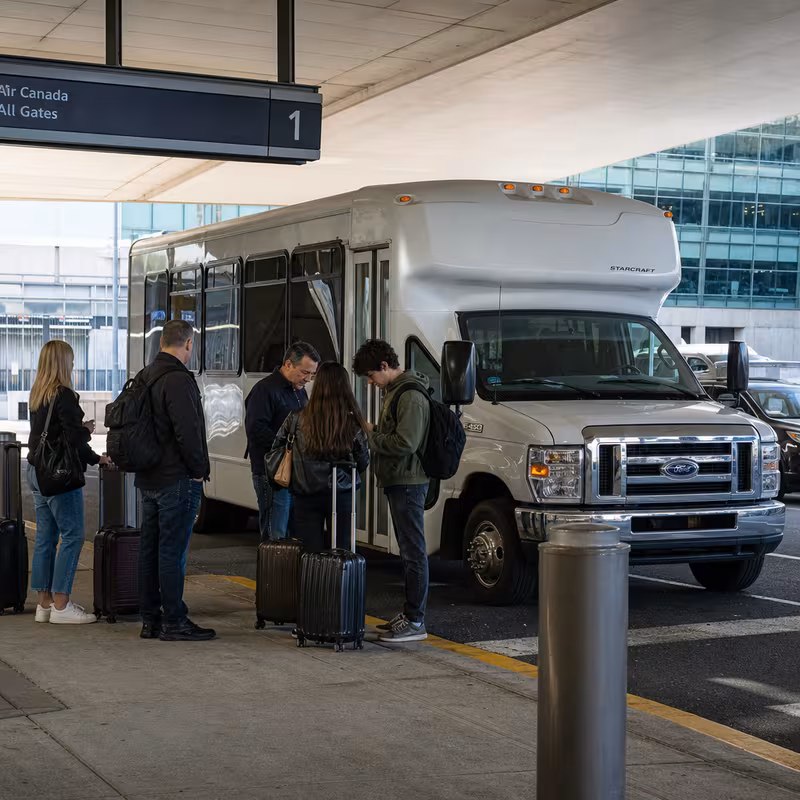 Black Mercedes Sprinter van staged for an Newark Airport Transportation group