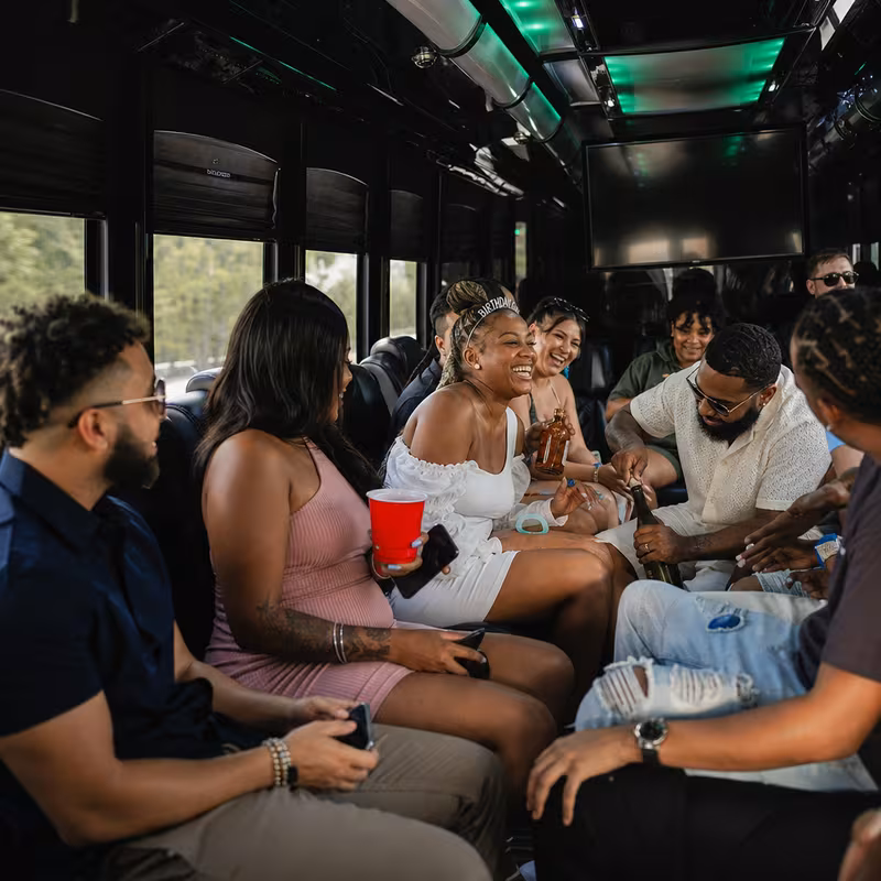 Black Mercedes Sprinter van staged for an Newark Birthday Transportation group
