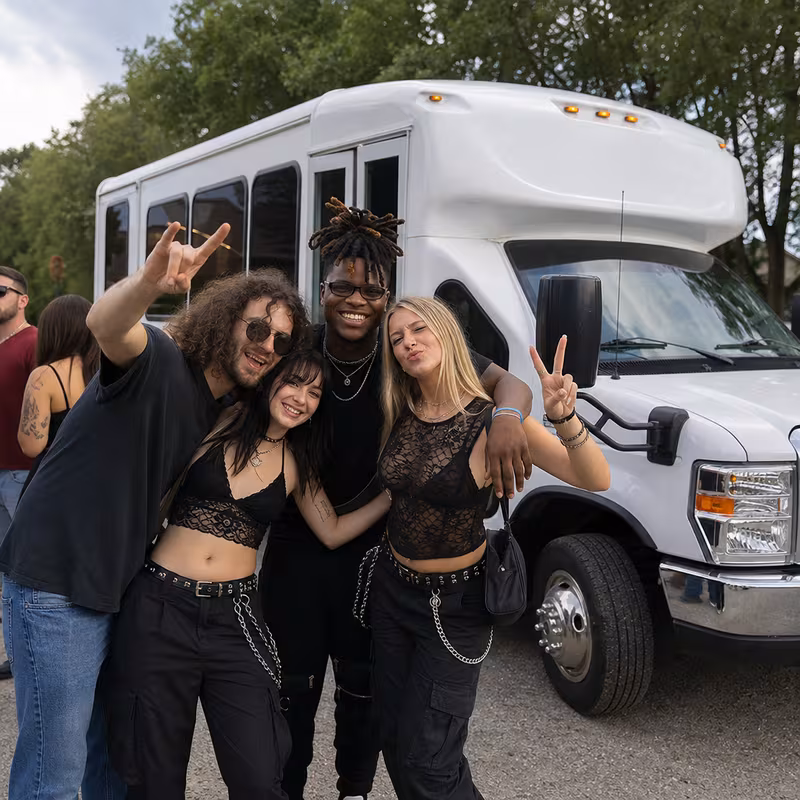 Black Mercedes Sprinter van staged for an Newark Concert Transportation group