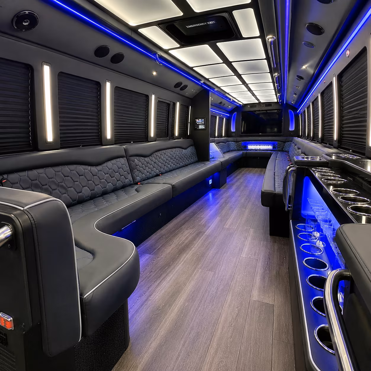Newark Private Event Transportation party bus interior