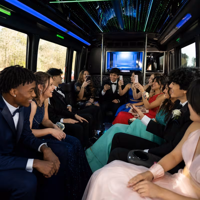 Black Mercedes Sprinter van staged for an Newark Prom & Homecoming Transportation group